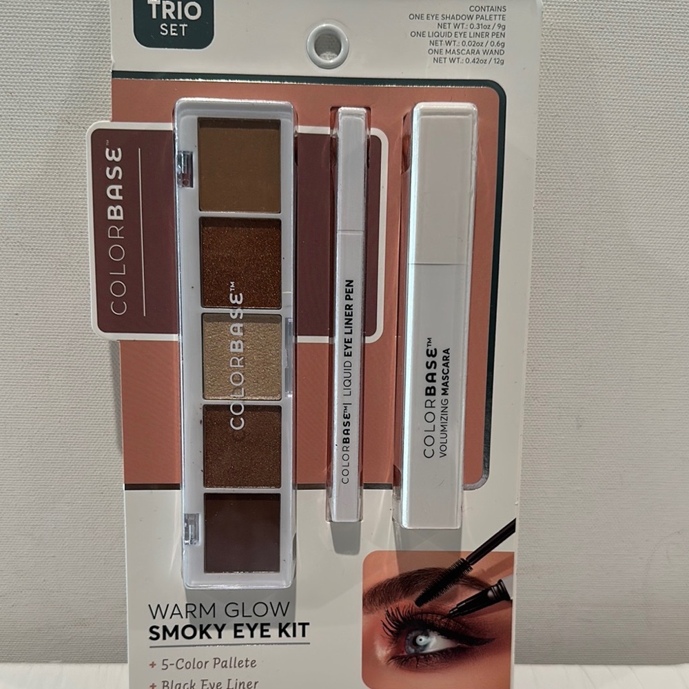 ColorBase Warm Glow Smokey Kit of Eye Shadow Palette, Eyeliner Pen & Mascara.